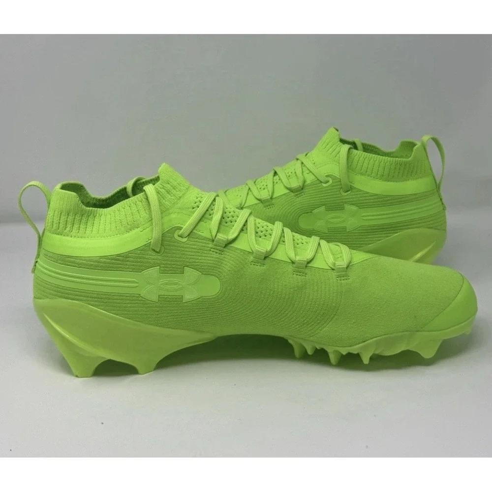 *NEW Men Size 15 Under Armour Spotlight Suede Pro MC Football Cleats Neon Green